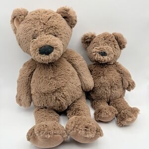 Pottery Barn Kids Brown Teddy Plush 2 15" And Matching 11" Floppy Stuffed Lovey